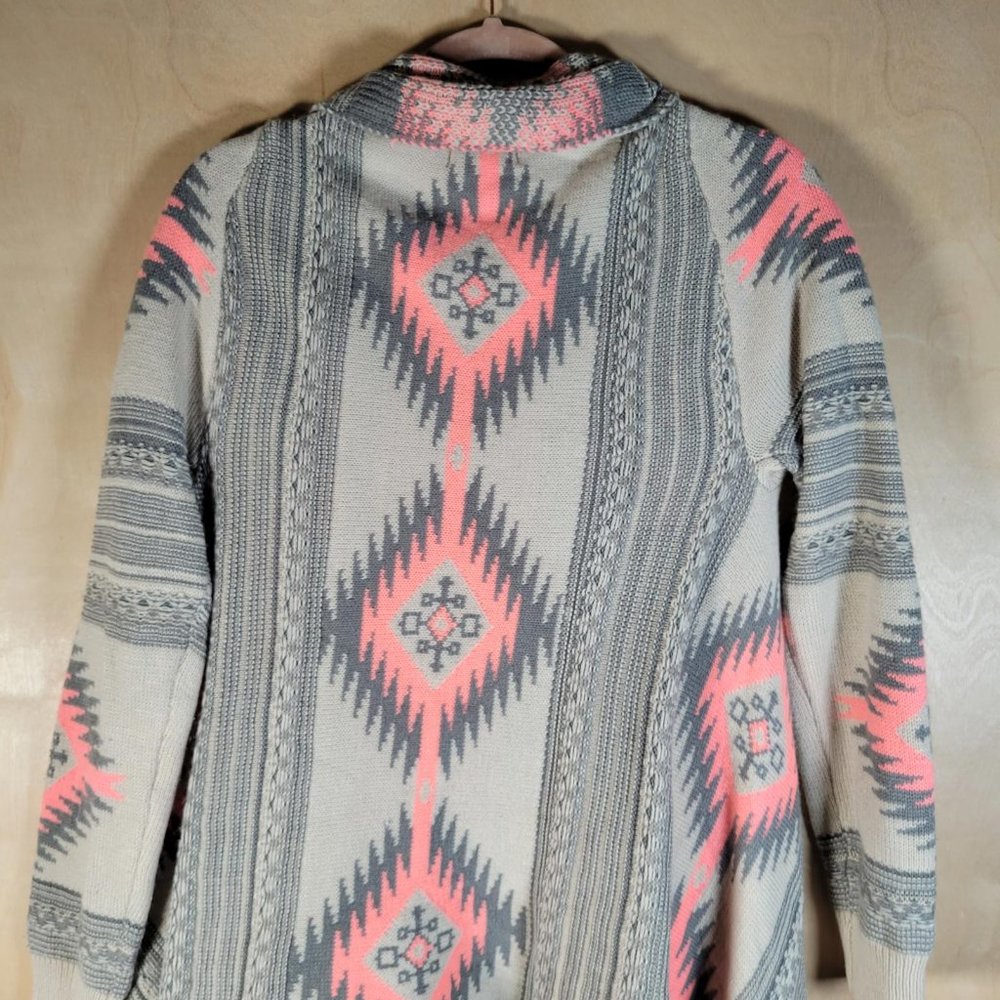 Dreamers Multicolor Gray Aztec Southwest Open Cardigan Sweater Women Size S/M - Picture 8 of 10